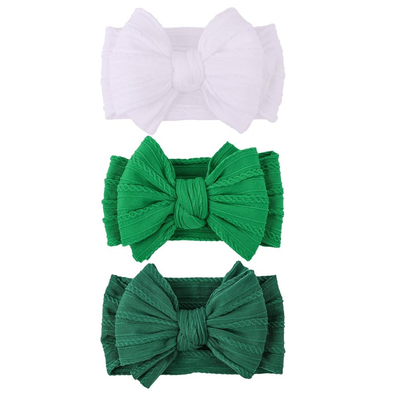 LemonSpace Store Handmade St.Patrick's Day Baby Headbands Green Bow Hairbands Girl Bows Infant Hair Accessories Newborn Soft Stretchy Nylon Baby bows - Image 1